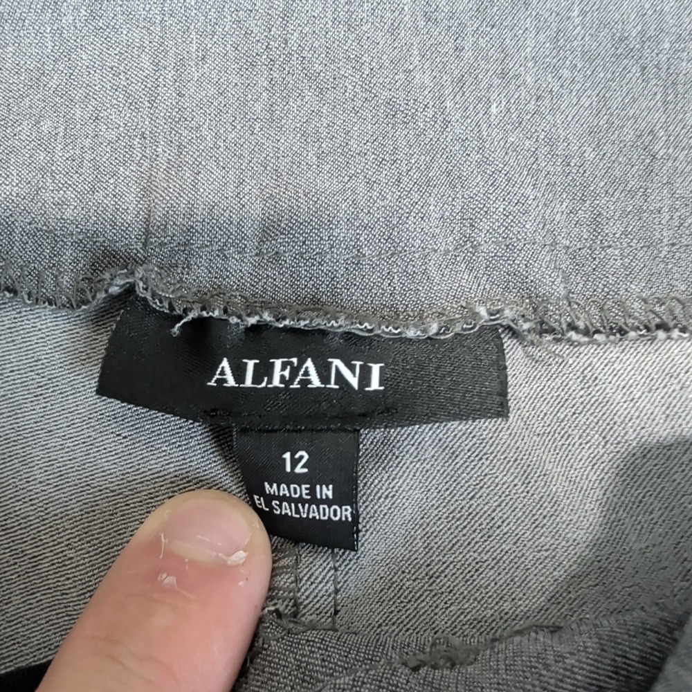 Alfani Modern Slim Leg Pull On Dress Pants Women 12 Gray Rayon Nylon Stretch - Picture 2 of 9